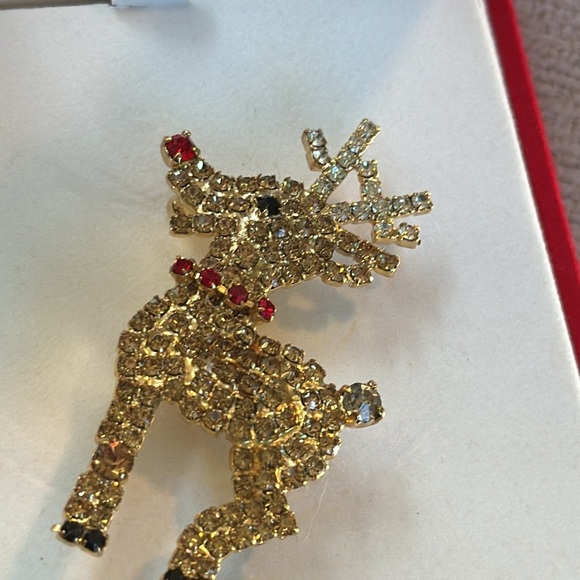 Neiman Marcus VINTAGE RUDOLPH REINDEER PIN SOLDERED RHINESTONE SPHINX - Picture 7 of 7
